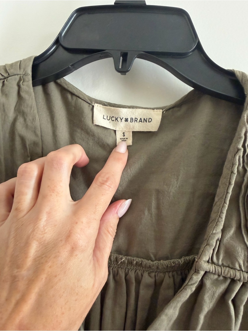 Lucky Brand Olive Green Shirred Waist Mini Dress - Picture 3 of 3